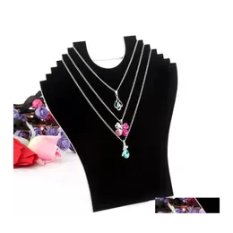 Jewelry Stand Necklace Bust Pendant Chain Display Holder Neck Easel Showcase Black Color Drop Delivery Packaging Dh9Vi