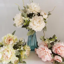 Декоративные цветы 12 пиони -симуляция свадебного праздника дома украшения букет европейский головой мечта маленькая