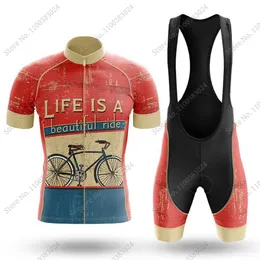 2023 m￤n retro cykling tr￶ja set liv ￤r en vacker ￥kcykelkl￤der cykelskjortor kostym cykelbib shorts mtb ropa maillot