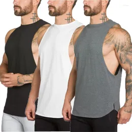 Erkek tank üstleri 3 paket erkek spor salonu pamuklu giyim fitness yelek katı kolsuz gömlek moda erkek kanotte vücut geliştirme eğitim singlets