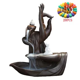 Koku lambaları Zen Buddha El Tütsü Bütünleyici Backflow Lotus Mountain Şekil Şelalesi