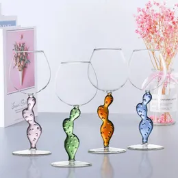 Vinglas italienska ichendorf design kristall kaktus glas handgjorda röda tumlar bröllop gåvor champagne cocktail bordeaux cup grossist