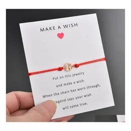 Charm Bracelets Make A Wish With Card Gold World Map Red Blue Black White Pink String Rope Chains Bangle Fashion Crafts Jewelry Drop Otevy