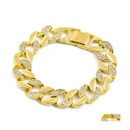 Tennis Hip Hop Jewelry Mens Iced Out Bracelets Luxury Simated Half Diamond Bangles Gold Filled Miami Cuban Link Chain For Fashion Dr Otv3R