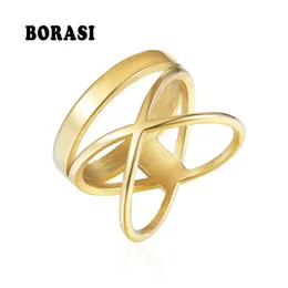 Band Rings Trendy Round Plus Cross Ring for Women Weands Wedings Weands Color Jewelry Party Stainless Steel