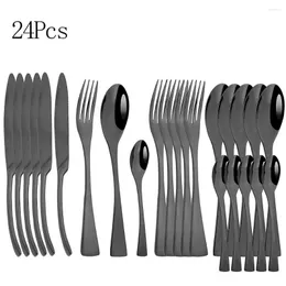 Столовые наборы Durtens Black Dinenware Set Luxural Silverware Nearsale Stel Fork Fork Spoon Sutre Horler Dish -Dishameware Safe Dableware