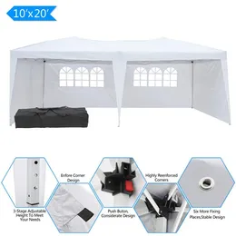 10x20ft Four Sides Two Windows White Portable Canopy Party Wedding Folding Tent Outdoor Home Use Waterproof 3x6m Shade BJNHNWGPWX