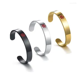 Larghezza del braccialetto 10 mm Bracciale aperto con logo a forma di C Acciaio inossidabile Alert ID Blank For Men Women Drop