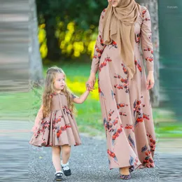 민족 의류 핑크 여자 아바야 enfant 두바이 히잡 무슬림 드레스 여자 아이들 사우디 터키 이슬람 카프탄 카프탄 로브 이슬람 kleding