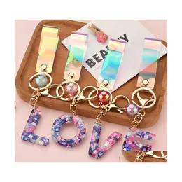 سلاسل المفاتيح Lanyards Girls Acrylic Letter keychain for Women 26 Alphabet Word Keyring Capital English Key Chains Bag Moder