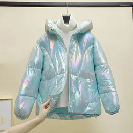 Женские траншеи Coats 2023Chamarra Mujer Snow Jacket Женщины красочные яркие хлопковые пальто женская короткая зима вниз по утолщенному хлебу