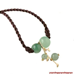 Choker Chokers Natural Green Jade Stone Vintage Chińska klasyczna ręcznie robana kobieta Dziewczyna wisiant Naszyjnik Colar Collier Sweater Chain