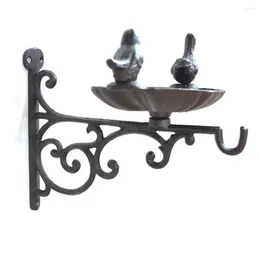 Garden Decorations Cast Iron Birds Bath/Feeder Wall Bracket Mounted Heavy Duty Metal Plate Outdoor Hanging Dish Decor Hook Rack Ornament