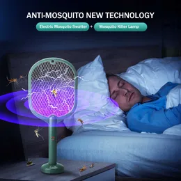 Pest Control Electric Mosquito Swatter Home Handheld Desktop Trapping Lamp Fly USB Charging Trap Rechargeable Flies Insect Racket Kill 2 in 1 0129