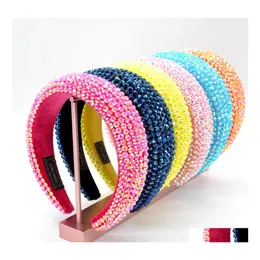 Headbands Europe Moda Kadın Kafa Bandı Saç Hoop Head Hoops Rhinstones Sünger Geniş Saç Bandı Damlası Dağıtım Takı Saçjewelry Dhzmj