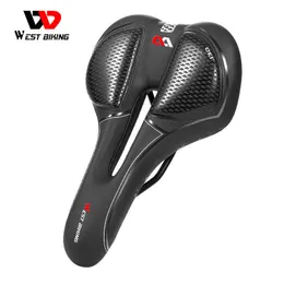 Saddles WEST BIKING MTB Mountain Road Bike Saddle Breathable Hollow Cycling Cushion Seat Silica GEL Bicycle Soft Shock Absorbing 0130