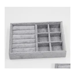 Jewelry Tray Gray Veet Display Ring Earring Bracelet Necklace Pendants Holder Box Storage Orgaizer 2260 Q2 Drop Delivery Packaging Dh7Lg