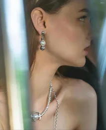 Dangle Ohrringe Silber Farbe Perlen Anhänger für Frauen Luxus Perlen Ohrring Set Hochzeitsfeier Geburtstag Schmuck Geschenke