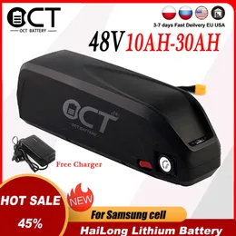 18650 Batteri Hailong 48V 20Ah Electric Bicycle Battery 36V 18Ah E Bike Lithium Batterispack för 340W-1000W Motor