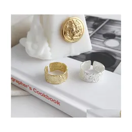 Band Rings Sier Open Ring For Women Ins Niche Irregar Wave Sand Surface Wide Original Party Birthday Gift Drop Delivery Jewelry Dhicd