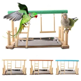 Andra fågelförsörjningar Toy Swing Wood Parrot Ladder Play Stand Playground Pet Cockatiel Playpen Vogel Speelgoed Birds Accessoires 230130