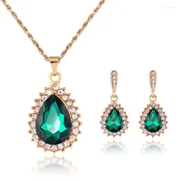 Brincos de colar Set PinkSee 2023 Charme Drop gotas de água Pandent Stud Crystal Magic Jewelry for Women Wedding Party