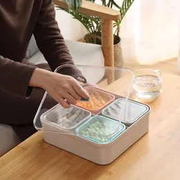 プレートパッケージングボックスプラスチックボウルフルーツトレイ蓋付きキャンディー密閉小麦ストロースクエアスナックプレートの学生