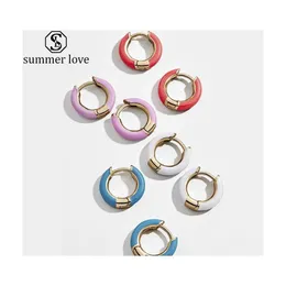 Stud Colorf Drip Oil Orecchini a cerchio smaltato Cooper Mini Circle Statement per le donne Ear Cuffs Fashion Jewelryz Drop Delivery Jewelry Dhfsa