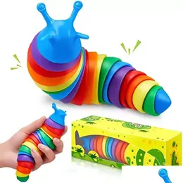 Decompression Toy Fidget Slug Articated Flexible 3D Slugs Toys All Ages Relief Antianxiety Sensory Christmas Gifts Sxaug11 Drop Deli Dhx9H