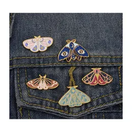 Pins Brooches Women Insect Series Clothes Butterfly Moth Model Drop Oil Pins European Alloy Moon Eye Enamel Cowboy Backpack Badge J Dhsyi