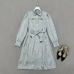 Runway Dresses Designer Milan 2023 New Spring Summer Lapel Neck Long Sleeve Print Sundress Brand Same Style Dress MD6X