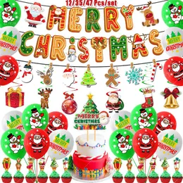 Parti Dekorasyonu Merry Noel Banner Garland Kek Süslemeleri Noel Baba Lateks Balonlar Ev için Noel Hediye Yıl dekoru