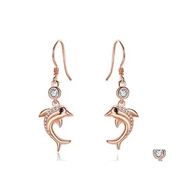 Ohrstecker Mode Kreative Rose Gold Weiß Delphin Ohrringe Highend Trend Temperament Liebe Geschenk Schmuck Drop Lieferung Dhquu