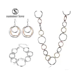 Orecchini Collana Grande Dichiarazione Orecchino Cerchio Bracciale a catena Cerchio Collane Semplice geometrico per le donne Set di gioielli per ragazze Giftz Dr Dhdn3