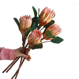 Dekorativa blommor stora konstgjorda falska siden protea cynaroides plast blomma arrangemang dekor bukett för bröllop bord mittpieces 1 st