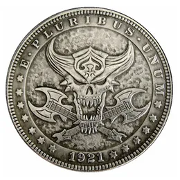 Hobo Coins USA Morgan Dollar Schädel Zombie Skelett handgeschnitzte Kopie Münzen Metallhandwerk besondere Geschenke #0087