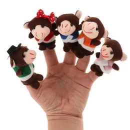Ensemble de marionnettes à doigts cinq petits singes sautant sur le lit avec maman singe et docteur singe jouets en peluche doigt Animal jouet cadeau