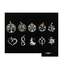 Charms 7 Chakra Stone P￤rlor Pendant Yoga Healing Point Reiki Crystal Bead Health Amet Women Flower Pendants 1893 T2 Drop Delivery Je Dhdho