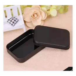 Storage Boxes Bins Ups Rec Tin Box Black Metal Container Candy Jewelry Playing Card Drop Delivery Home Garden Housekee Organization Dhpum