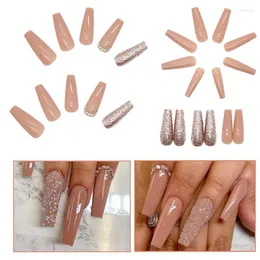 False Nails Cinnamon Broken Flash Nail Long Fake Tips 입고 예술 다목적 분리 가능한 DIY Manicure Decal