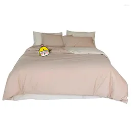 寝具セット穏やかな60ウォッシュコットンアプリコットピンクピンクのベッドスプレッドヌードソフト2m 4pcsセット