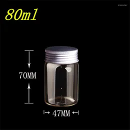 Storage Bottles 47 70 34mm 80ml Glass Silicone Stopper Aluminium Cap Empty Jars Transparent Clear Vials Containers 12pcs