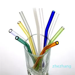 Cannucce riutilizzabili in vetro borosilicato ecologico Cannuccia da cocktail al latte curvata colorata trasparente