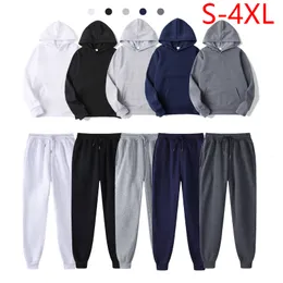 Męskie dresy jesienne dres stały solidny kolor sportowy set Twopiece Zestaw Zestaw z kapturem swobodny bluzysweatpants Suit Hoodie para 230130