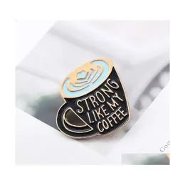 Pins Brooches Cartoon Coffee Cup Brooch Pins European Enamel Funny Metal For Girls Gift 2021 Xmas Badges Bag Clothes Denim Shirt Pi Dhs8V