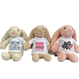 Sublimation Easter Bunny Festive Plush Long Ears Bunnies Rabbite Doll with T-shirts Children Gift Toys