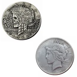 Hobo monety USA Peace Dollar Ręcznie rzeźbiona czaszka zombie szkielet kopia monety metalowe rzemiosło specjalne prezenty #0042