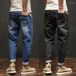 Men's Jeans Men's Ankle-Length Pants Loose Tooling Plus Size Korean Version Of The Trend Casual Blue Black Stretch Harem