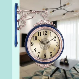 ساعات الحائط البسيطة صامتة على مدار الساعة تصميم غرفة المعيشة الحديثة آلية إبداعية مزدوجة الجوانب