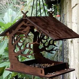 その他の鳥の供給は、屋外ヤードヤード装飾給餌装置の食品コンテナハウス給餌ツールのための庭の木製家230130